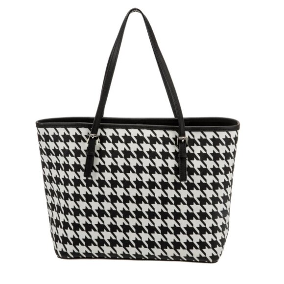 Michael Kors Jet Set Travel Tote in Black and White Houndstooth - Picture 2 of 6
